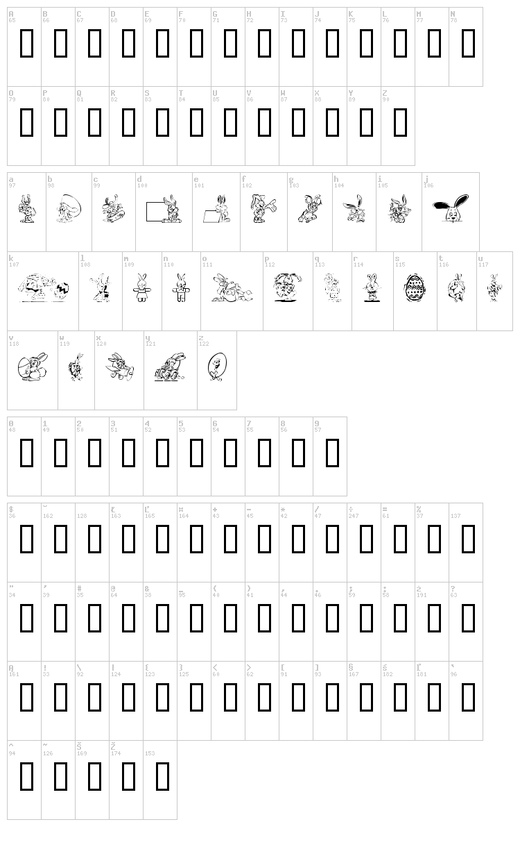 Easter Hoppy font map